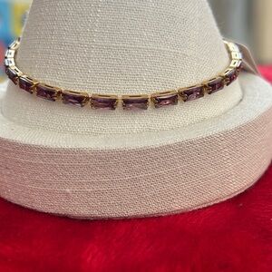 Oshena beachwear radiant faceted Purple stone and Gold Women's tennis Bracelet